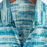 Men's Short Sleeve Vintage Cotton Shirt in Blue