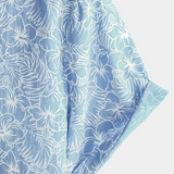Men's Short Sleeve Cotton Hawaiian Shirt with Button, Light Blue