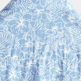 Men's Short Sleeve Cotton Hawaiian Shirt with Button, Light Blue
