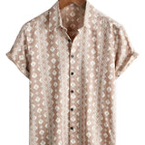 Men's Short Sleeve Vintage Style Shirt, Brown Stripes from the 70s