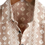 Men's Short Sleeve Vintage Style Shirt, Brown Stripes from the 70s