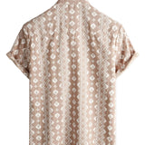 Men's Short Sleeve Vintage Style Shirt, Brown Stripes from the 70s