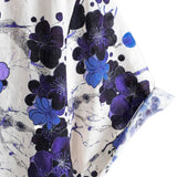 Men's Cotton Retro Blue Floral Shirt for Summer with Short Sleeves