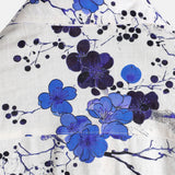 Men's Cotton Retro Blue Floral Shirt for Summer with Short Sleeves