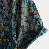 Men's Short Sleeve Cotton Retro Floral Pattern Shirt, Breathable