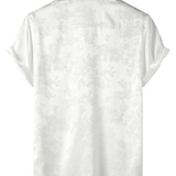 Men's Short Sleeve Satin Jersey Shirt with Floral Print