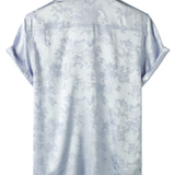 Men's Short Sleeve Satin Jersey Shirt with Floral Print