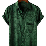 Men's Short Sleeve Satin Jersey Shirt with Floral Print