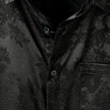 Men's Short Sleeve Satin Cotton Shirt in Floral Pattern Casual