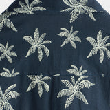 Short Sleeve Hawaiian Shirt Made of Cotton with Palm Pattern for Men