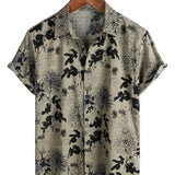 Men's Vintage Cotton Short Sleeve Shirt in Retro Floral Pattern