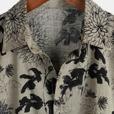 Men's Vintage Cotton Short Sleeve Shirt in Retro Floral Pattern