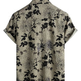 Men's Vintage Cotton Short Sleeve Shirt in Retro Floral Pattern