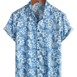 Aloha Short Sleeve Shirt in Blue Tropical Floral Pattern for Men