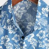 Aloha Short Sleeve Shirt in Blue Tropical Floral Pattern for Men