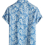 Aloha Short Sleeve Shirt in Blue Tropical Floral Pattern for Men