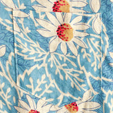 Hawaiian Style Cotton Floral Shirt for Men, Vacation, Button-Up, Blue, Short Sleeves