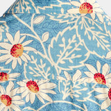 Hawaiian Style Cotton Floral Shirt for Men, Vacation, Button-Up, Blue, Short Sleeves