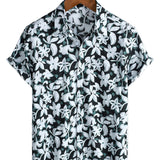 Cotton Vacation Shirt in Tropical Style with Floral Pattern, Short Sleeve for Men