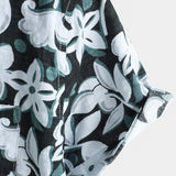 Cotton Vacation Shirt in Tropical Style with Floral Pattern, Short Sleeve for Men