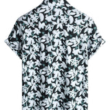 Cotton Vacation Shirt in Tropical Style with Floral Pattern, Short Sleeve for Men