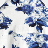 Men's Hawaiian Shirt in Cotton with Blue Floral Pattern, Short Sleeve, Button-Up with White Collar