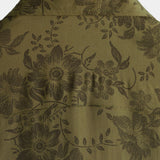 Men's Vintage Floral Cotton Shirt Green Short Sleeve Cool Retro Summer 70s