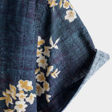 Men's Casual Short Sleeve Floral Pattern Cotton Shirt