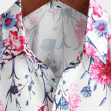 Men's Cotton Floral Shirts, Summer T-Shirt with Floral Pattern and Short Sleeves