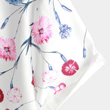 Men's Cotton Floral Shirts, Summer T-Shirt with Floral Pattern and Short Sleeves