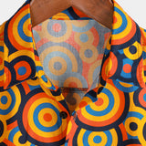 Vintage Orange Geometric Pattern Shirt from the 70s for Men with Buttons