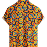 Vintage Orange Geometric Pattern Shirt from the 70s for Men with Buttons