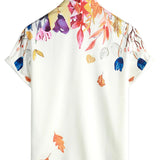 Men's Summer Cotton Floral Shirt, Short Sleeves, With Buttons, For Vacation