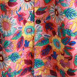 Men's Hawaiian Cotton Shirt in Pink Flowers with Short Sleeves for Summer