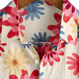 Men's Hawaiian Short Sleeve Shirt with Daisy Flowers for Summer at the Beach