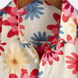 Men's Cotton Shirt with Daisy Flowers for Summer, Beach, and Holidays, Short Sleeve, Hawaiian Style