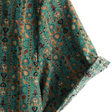 Men's Vintage Cotton Paisley Print Shirt from the 70s, Green, Boho, Retro, Tribal, Short Sleeve