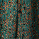 Men's Vintage Cotton Paisley Print Shirt from the 70s, Green, Boho, Retro, Tribal, Short Sleeve