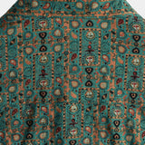 Men's Vintage Cotton Paisley Print Shirt from the 70s, Green, Boho, Retro, Tribal, Short Sleeve
