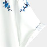 Casual Short Sleeve Cotton Button-Up Shirt for Men in Blue with Floral Pattern
