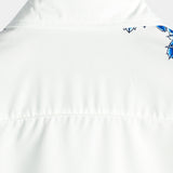 Casual Short Sleeve Cotton Button-Up Shirt for Men in Blue with Floral Pattern