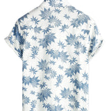 Short Sleeve Breathable Cotton Shirt with Maple Leaf Pattern for Men