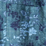 Retro Cotton Casual Short Sleeve Shirt with Floral Pocket in Blue for Men
