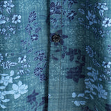 Retro Cotton Casual Short Sleeve Shirt with Floral Pocket in Blue for Men