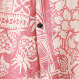 Short Sleeve Cotton Hawaiian Shirt with Floral Pattern Pink for Men
