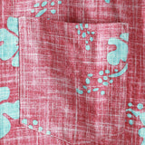 Cotton Hawaiian Style Short Sleeve Shirt for Men in Red Floral Pattern