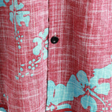 Cotton Hawaiian Style Short Sleeve Shirt for Men in Red Floral Pattern