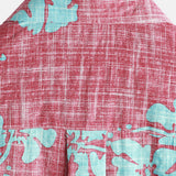 Cotton Hawaiian Style Short Sleeve Shirt for Men in Red Floral Pattern