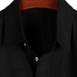 Short Sleeve Cotton Shirt with Chest Pockets in Solid Color for Men