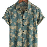 Men's Summer Short Sleeve Cotton T-Shirt with Maple Leaf Pattern